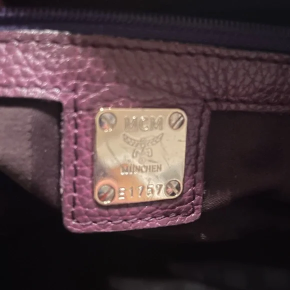 MCM Plum Leather Boston Bag Satchel with COA - Picture 9 of 11